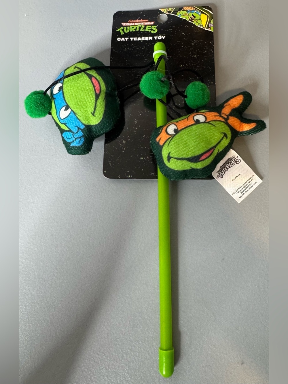 Teenage Mutant Ninja Turtles Green Cat Teaser Wand toy with plush playtime